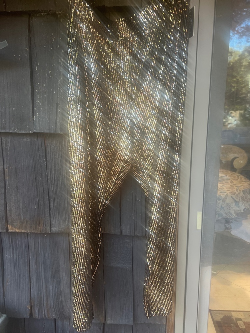 NWT black base with gold  Sequins pants with Gold Shine. Elastic waste. Size 3X